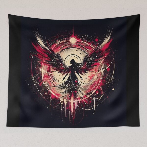 Item preview, Red Cosmic Guardian Angel – Spiritual Abstract Energy Art designed and sold by Good Vibes .