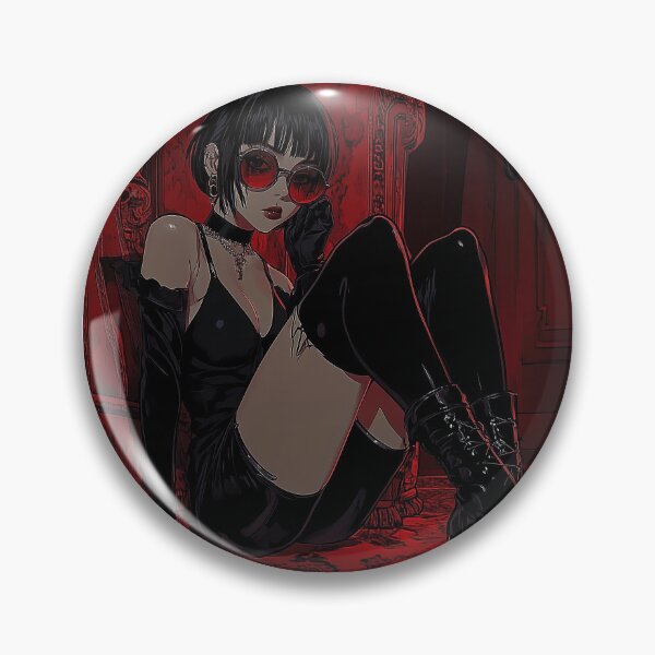 Aperçu de l'œuvre Red Lens Shadow Girl – Anime Legends Noir créée et vendue par TechDreamscapes.