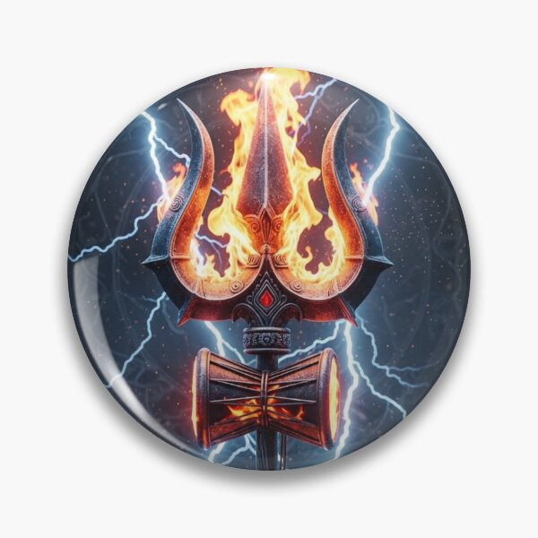 Item preview, Shiva Trishul – Fire and Lightning Mahadev Power Sticker designed and sold by Mojbin.
