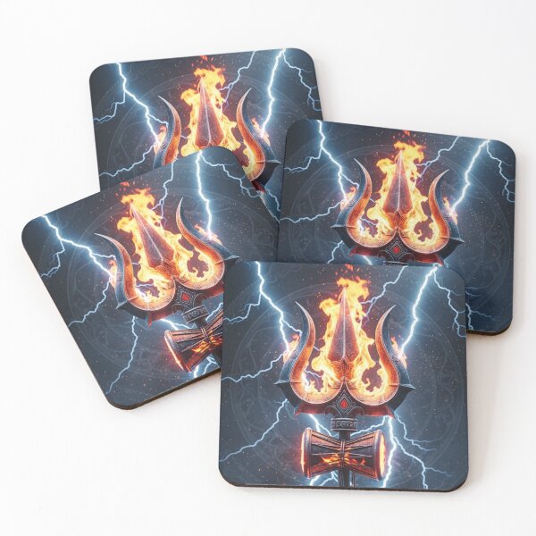 Item preview, Shiva Trishul – Fire and Lightning Mahadev Power Sticker designed and sold by Mojbin.