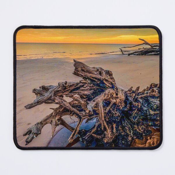Item preview, Uprooted Driftwood Sunset – Beach Reflection Coastal Photography designed and sold by aadventures.