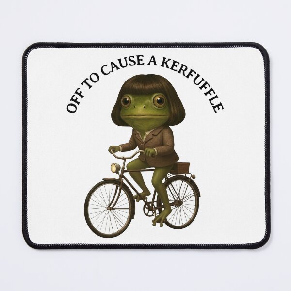 Item preview, Off to Cause a Kerfuffle Funny Frog Meme designed and sold by Eh Plus Designs.