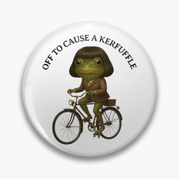 Item preview, Off to Cause a Kerfuffle Funny Frog Meme designed and sold by Eh Plus Designs.