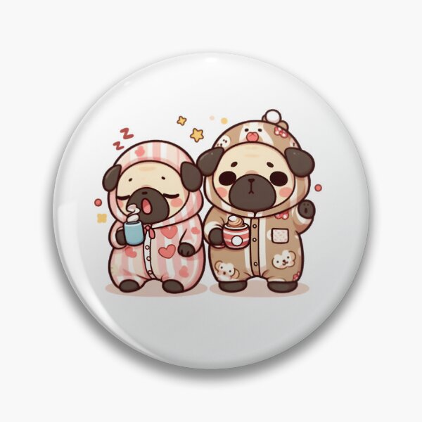 Item preview, Kawaii Sleepy Pugs in Pajamas | Cute Dog Sticker designed and sold by Good Vibes .