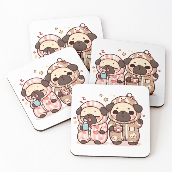 Item preview, Kawaii Sleepy Pugs in Pajamas | Cute Dog Sticker designed and sold by Good Vibes .