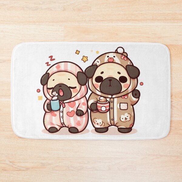 Item preview, Kawaii Sleepy Pugs in Pajamas | Cute Dog Sticker designed and sold by Good Vibes .
