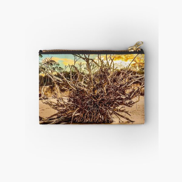 Item preview, Uprooted Tree Roots Beach Sunset – Coastal Erosion Landscape Photography designed and sold by aadventures.