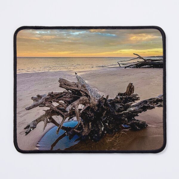 Item preview, Driftwood Beach Sunset Reflection – Uprooted Tree Roots Coastal Photography designed and sold by aadventures.