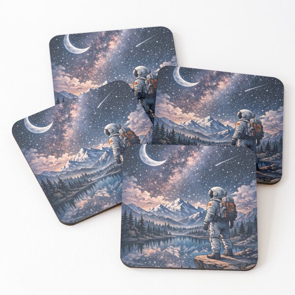 Item preview, Astronaut Under Starry Sky – Cosmic Landscape Design for T-Shirts, Posters, Stickers & More designed and sold by Mita986.