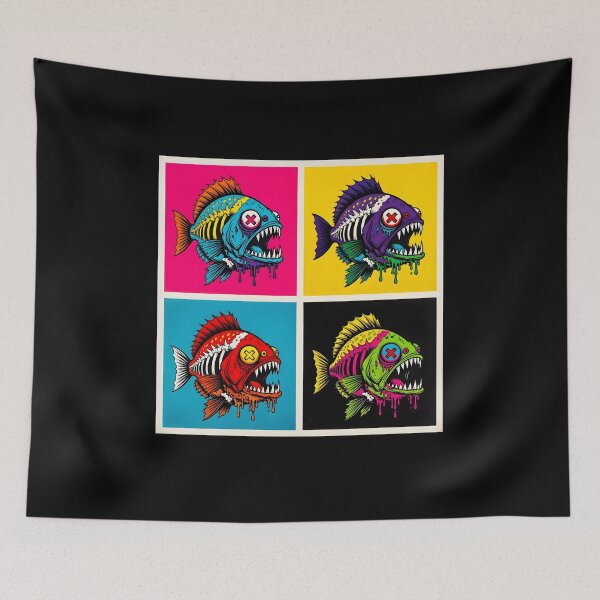 Item preview, Vibrant X-Eyed Monster Fish Pop Art designed and sold by TshirtsOnline-.