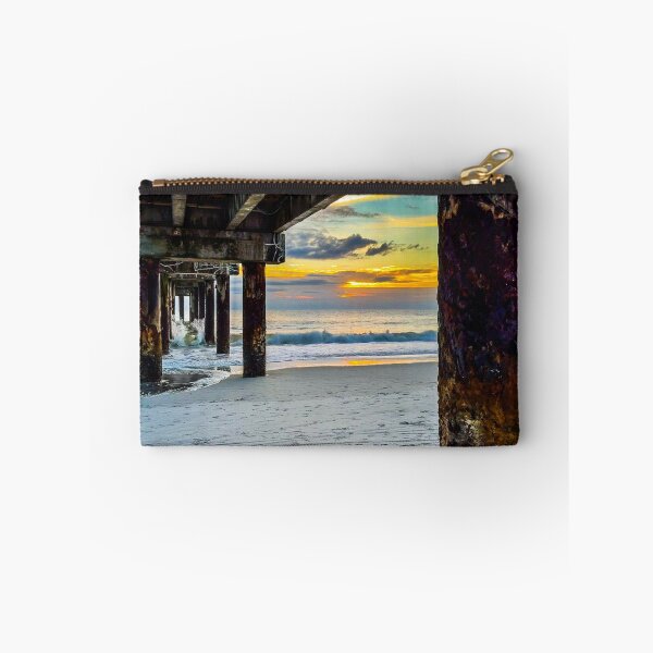 Item preview, Under the Pier Sunrise – Ocean Waves and Beach Columns Coastal Photography designed and sold by aadventures.