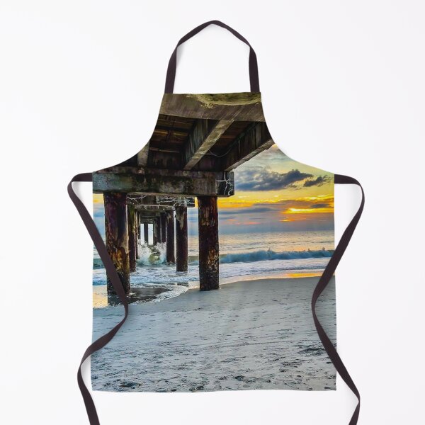Item preview, Under the Pier Sunrise – Ocean Waves and Beach Columns Coastal Photography designed and sold by aadventures.