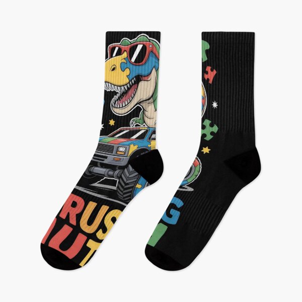 Item preview, Crushing Autism Dinosaur Monster Truck Puzzle Awareness Shirt Kids Autism Support Gift designed and sold by WearVerse440.