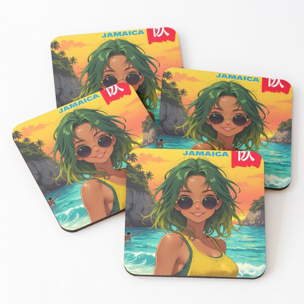 Item preview, Negril Jamaica Anime Girl 80s Vintage Travel Poster designed and sold by animetravels002.