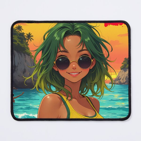 Item preview, Negril Jamaica Anime Girl 80s Vintage Travel Poster designed and sold by animetravels002.