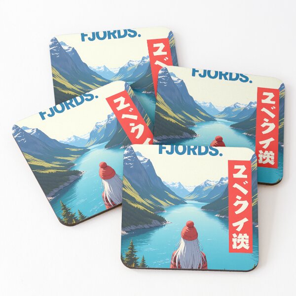 Item preview, Norway Fjords Retro Anime Girl 80s Vintage Travel Poster designed and sold by animetravels002.
