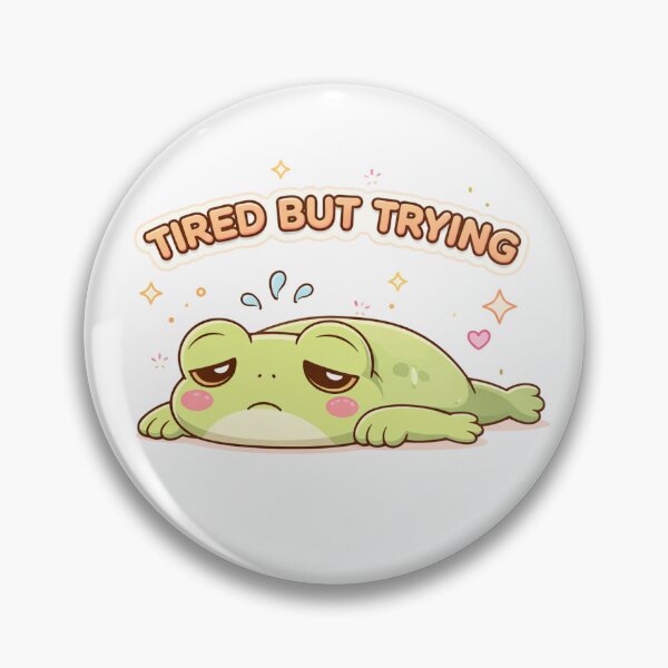 Item preview, Tired Kawaii Frog “Tired but Trying” | Cute Exhausted Frog Sticker designed and sold by AidaAviles.