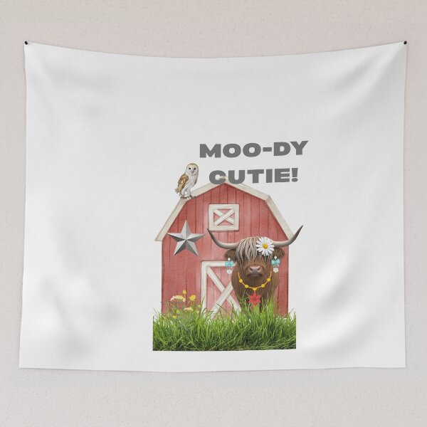 Item preview, MOO-DY CUTIE Highland Cow designed and sold by ArtByTrishiaK.