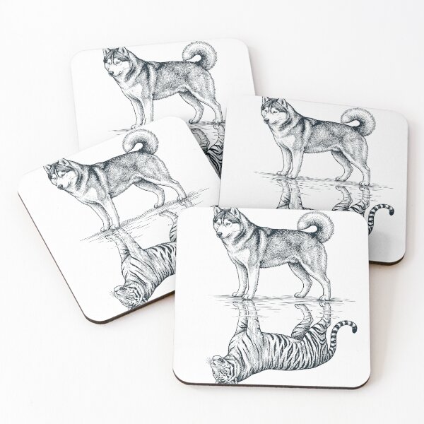 Item preview, Vintage Siberian Husky Reflection Tiger Dog Lover designed and sold by DoodleTortle.