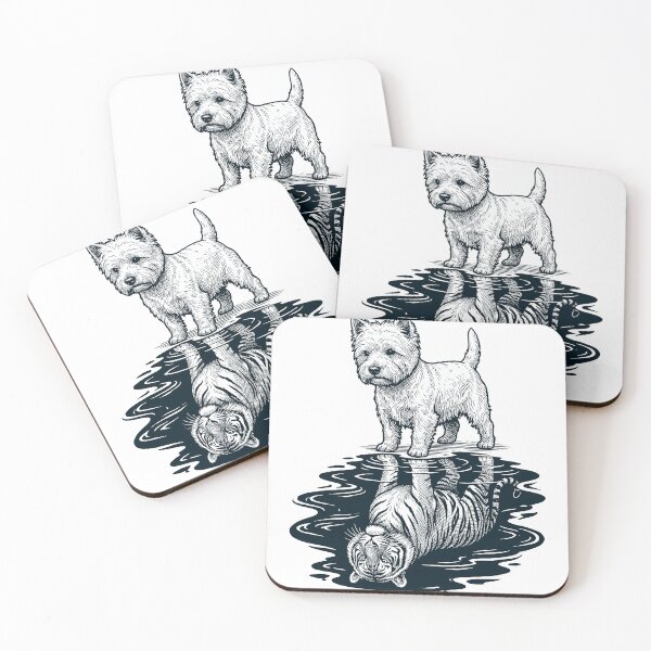 Aperçu de l'œuvre Vintage West Highland White Terrier Reflection Tiger Dog Lover créée et vendue par DoodleTortle.