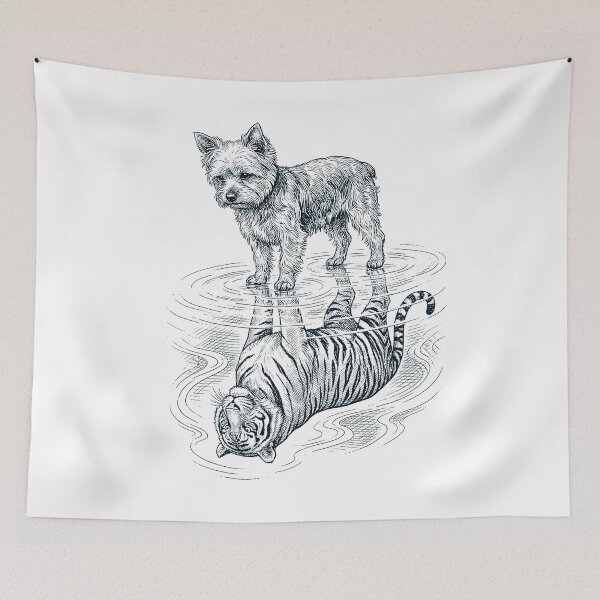 Item preview, Vintage Yorkshire Terrier Reflection Tiger Dog Lover designed and sold by DoodleTortle.