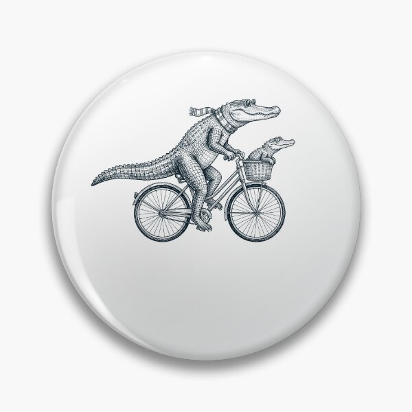 Aperçu de l'œuvre Vélo vintage alligator pour les amoureux des animaux créée et vendue par DoodleTortle.