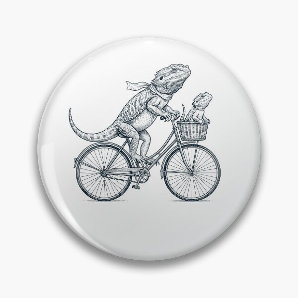 Item preview, Vintage Bearded Dragon Riding Bike Bicycle Cycling Animal Lover designed and sold by DoodleTortle.