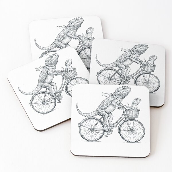 Item preview, Vintage Bearded Dragon Riding Bike Bicycle Cycling Animal Lover designed and sold by DoodleTortle.
