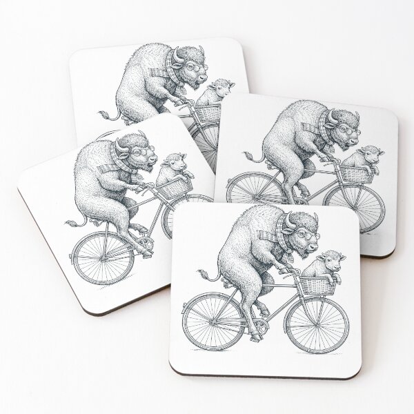Item preview, Vintage Buffalo Riding Bike Bicycle Cycling Animal Lover designed and sold by DoodleTortle.