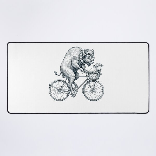 Item preview, Vintage Buffalo Riding Bike Bicycle Cycling Animal Lover designed and sold by DoodleTortle.