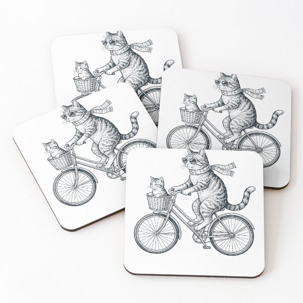 Item preview, Vintage Cat Riding Bike Bicycle Cycling Animal Lover designed and sold by DoodleTortle.