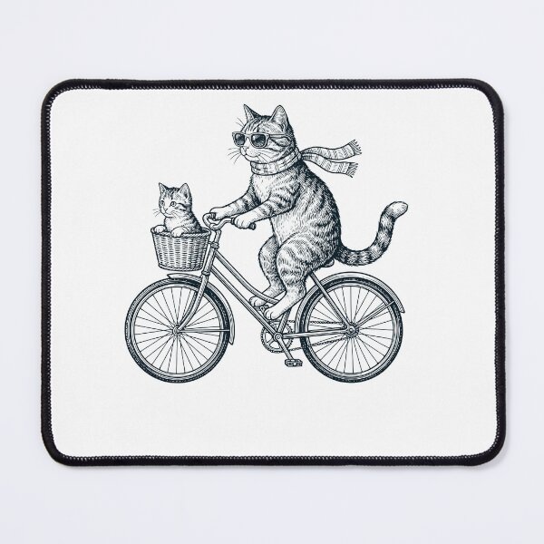 Item preview, Vintage Cat Riding Bike Bicycle Cycling Animal Lover designed and sold by DoodleTortle.