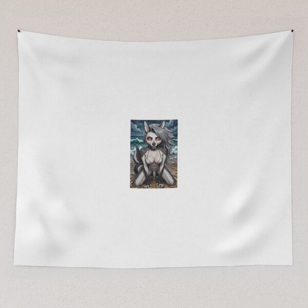 Item preview, loona kneeling in white bikini on cloudy beach designed and sold by CathryneDelamort.