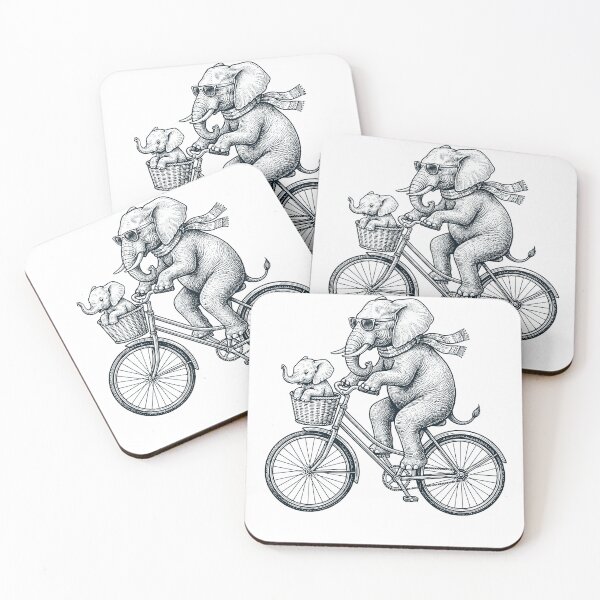 Item preview, Vintage Elephant Riding Bike Bicycle Cycling Animal Lover designed and sold by DoodleTortle.