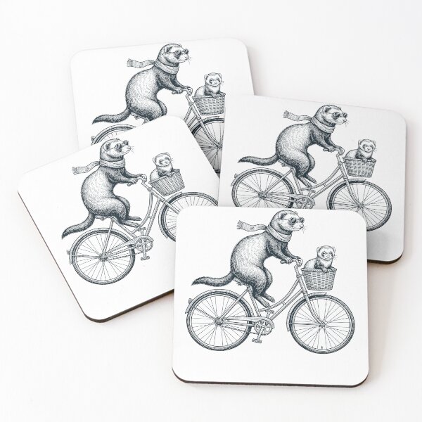 Item preview, Vintage Ferret Riding Bike Bicycle Cycling Animal Lover designed and sold by DoodleTortle.