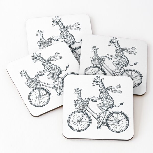 Artikelvorschau, Vintage Giraffe fährt Fahrrad, Radfahren, Tierliebhaber entworfen und verkauft von DoodleTortle.