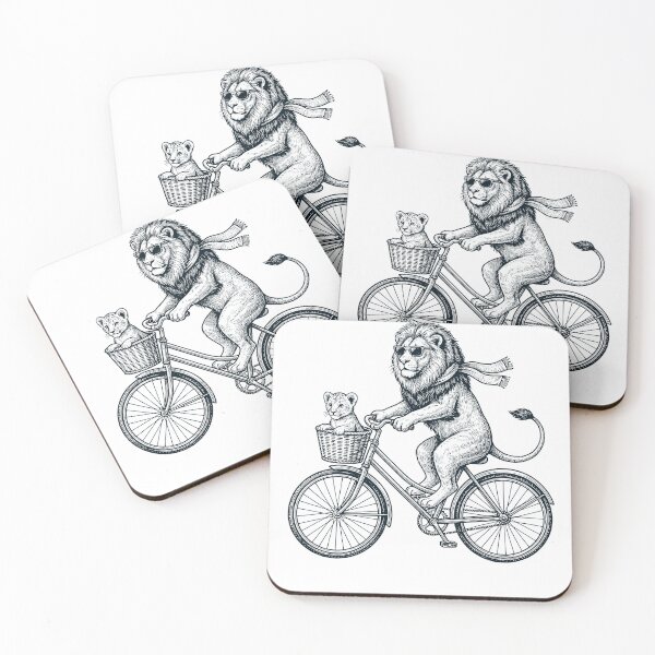 Item preview, Vintage Lion Riding Bike Bicycle Cycling Animal Lover designed and sold by DoodleTortle.