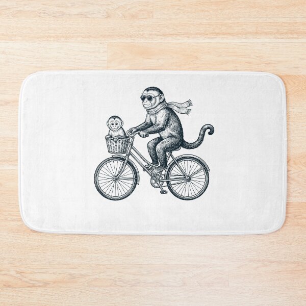 Item preview, Vintage Monkey Riding Bike Bicycle Cycling Animal Lover designed and sold by DoodleTortle.