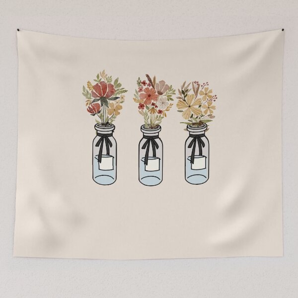 Artikelvorschau, Ästhetischer Aquarell-Blumen-Einmachglas-Aufkleber im botanischen Cottagecore-Stil entworfen und verkauft von Akira Design Store.