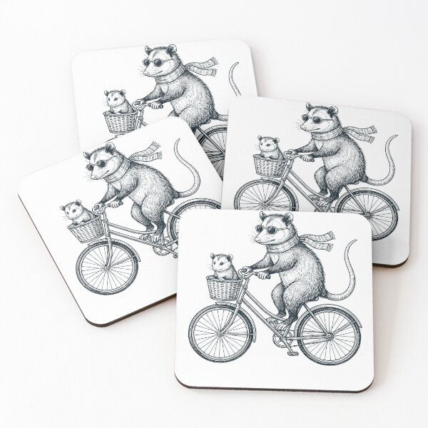 Item preview, Vintage Opossum Riding Bike Bicycle Cycling Animal Lover designed and sold by DoodleTortle.