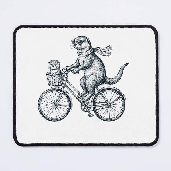 Item preview, Vintage Otter Riding Bike Bicycle Cycling Animal Lover designed and sold by DoodleTortle.