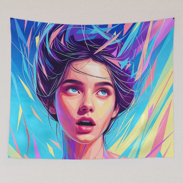 Item preview, Awakened Mind – Vibrant Abstract Portrait designed and sold by KissedAura.