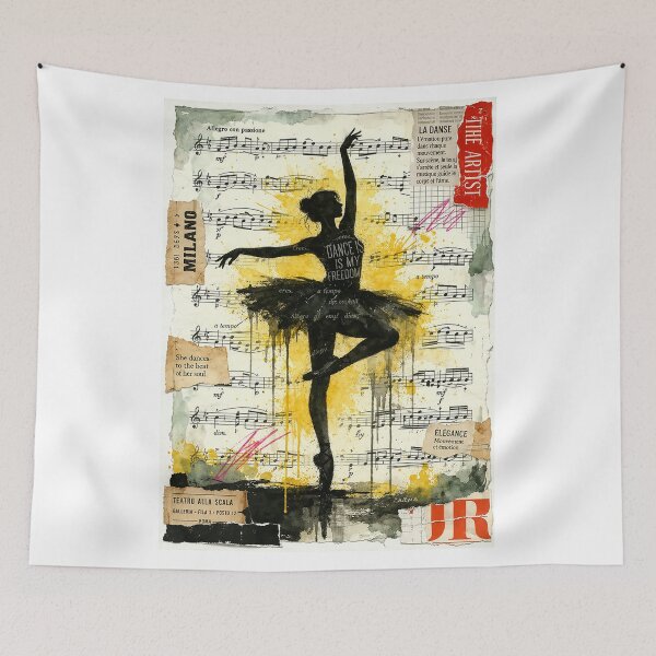 Item preview, Ballerina Dance Art Print – Elegant Ballet Silhouette with Music Notes for Aesthetic Room Decor designed and sold by art2print.