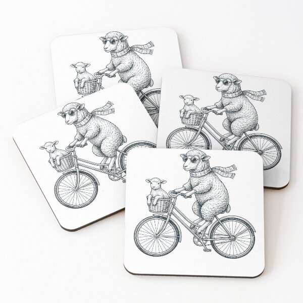 Item preview, Vintage Sheep Riding Bike Bicycle Cycling Animal Lover designed and sold by DoodleTortle.