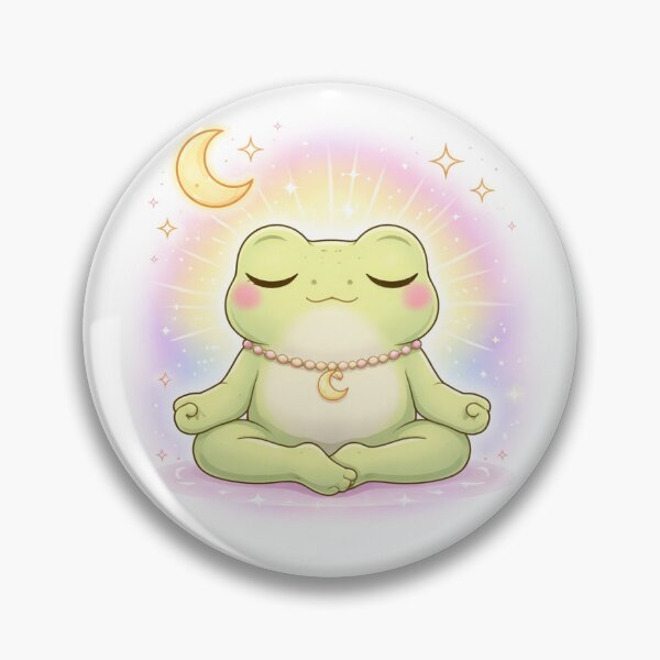 Item preview, Kawaii Frog Meditating with Mystic Aura | Cute Spiritual Frog Sticker designed and sold by AidaAviles.