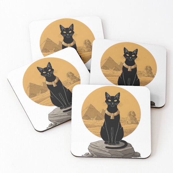 Item preview, Golden Bastet – Egyptian Black Cat Aesthetic in the Desert of Pyramids designed and sold by InfinitePawBond.