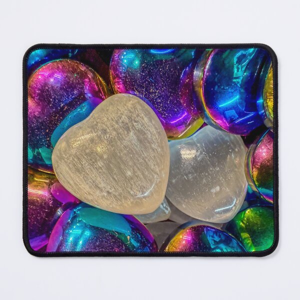 Item preview, Rainbow Heart Crystals – Colorful Glass and Selenite Aesthetic Photography designed and sold by aadventures.