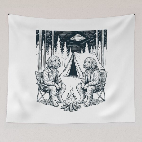 Item preview, Vintage Goldendoodle Camping UFO Dog Mom Dad Lover designed and sold by TerryConnells.