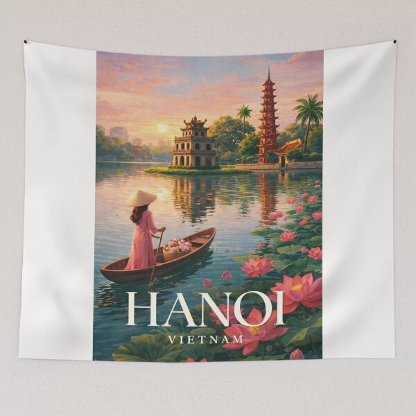 Item preview, Hanoi Hoan Kiem Lake Pagoda Old Quarter Vietnam Cultural Landmark designed and sold by Places On Earth.