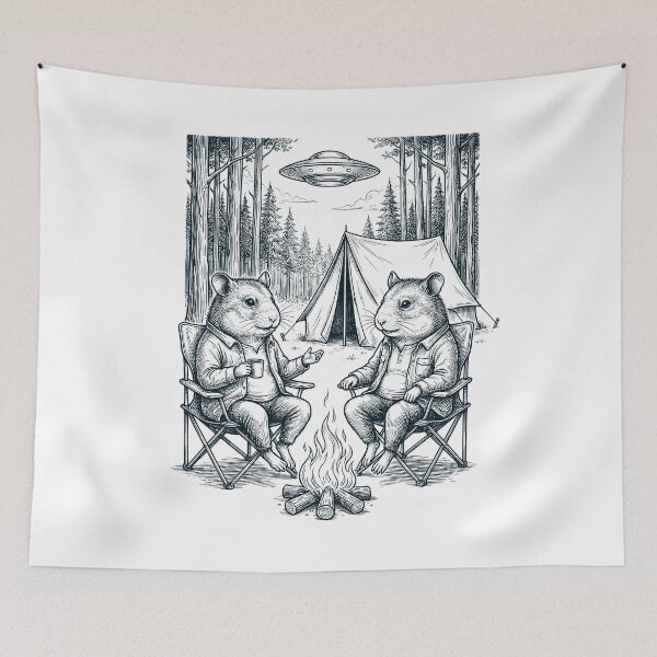 Aperçu de l'œuvre Hamster vintage, camping, OVNI, amoureux des animaux créée et vendue par TerryConnells.